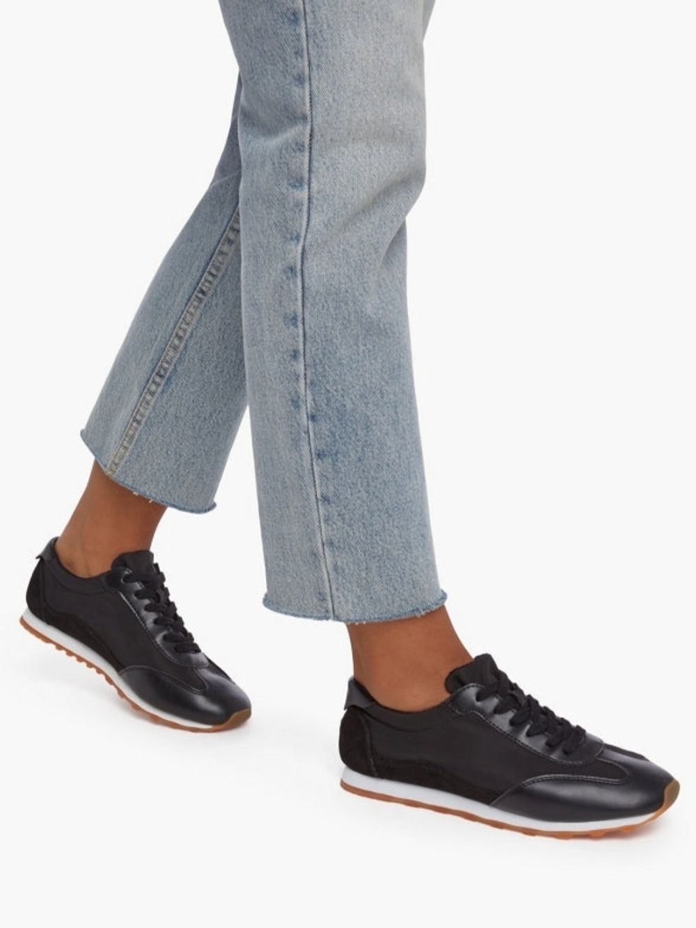 NWT JustFab Kate Retro Black Caviar Sneakers, Size 10